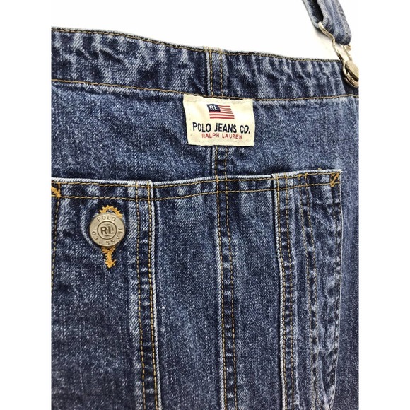 Vintage 90s hip hop Ralph Lauren Blue Denim OVERALLS Size XL 80s 90s